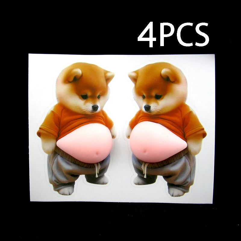 3D Cute Shiba Inu Silicone Self Adhesive Stickers Orange Design