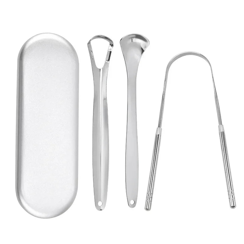 Metal Tongue Scraper Stainless Steel Cleaner Portable Oral Hygiene Tool 1-3pcs