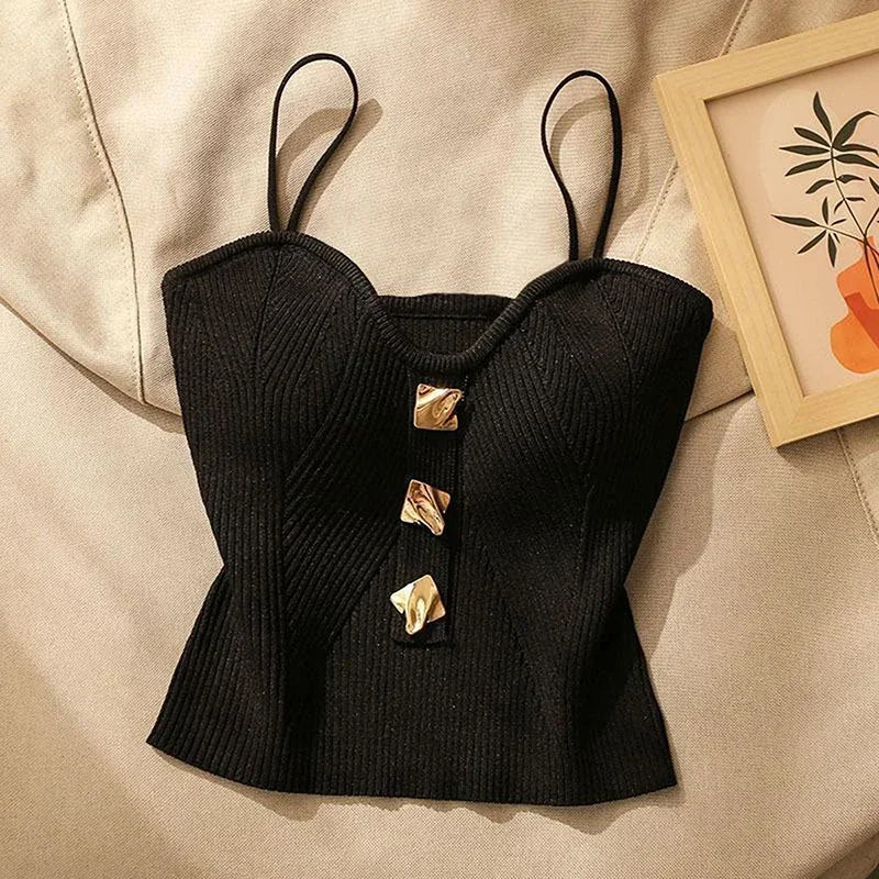 Women’s Cross Knit Camisole French Style Slim Fit Sleeveless Tank Top