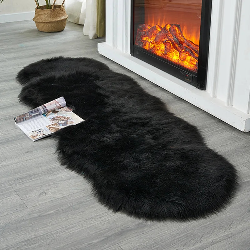 White Faux Fur Area Rug Shaggy Plush Bedroom Floor Mat