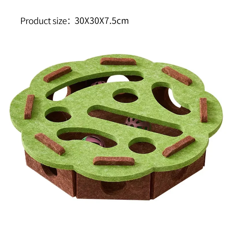 Felt Cat Maze Ball Toy Scratcher Teaser Box