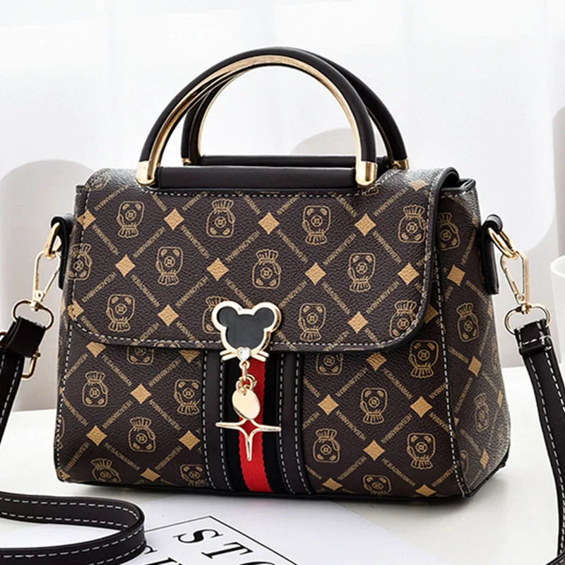 Women Shoulder Tote Bag Handbag Leather Monogram Printed Single Shoulder Bag