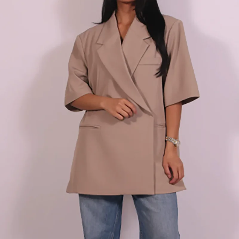 Women Casual Blazer Shorts Set Elegant 2 Piece Outfit