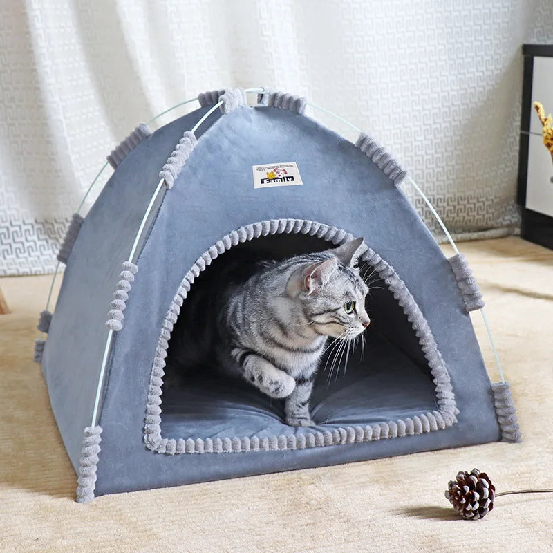 Foldable Cat House Pet Tent Four Seasons Portable Breathable Dog Cat Nest Bed