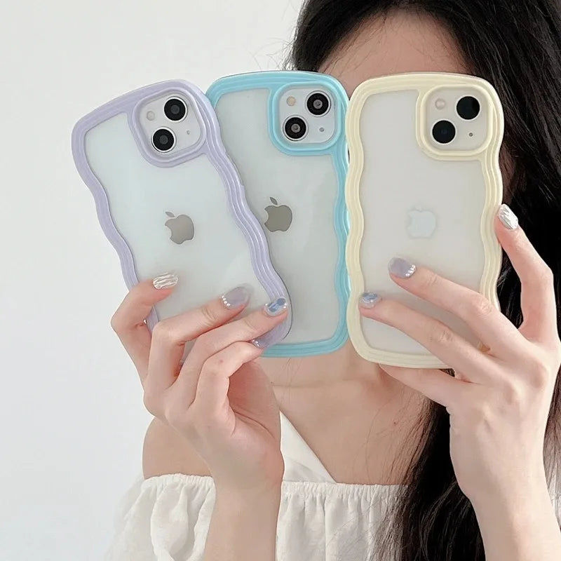 Candy Wavy Lines Transparent Bumper iPhone Case