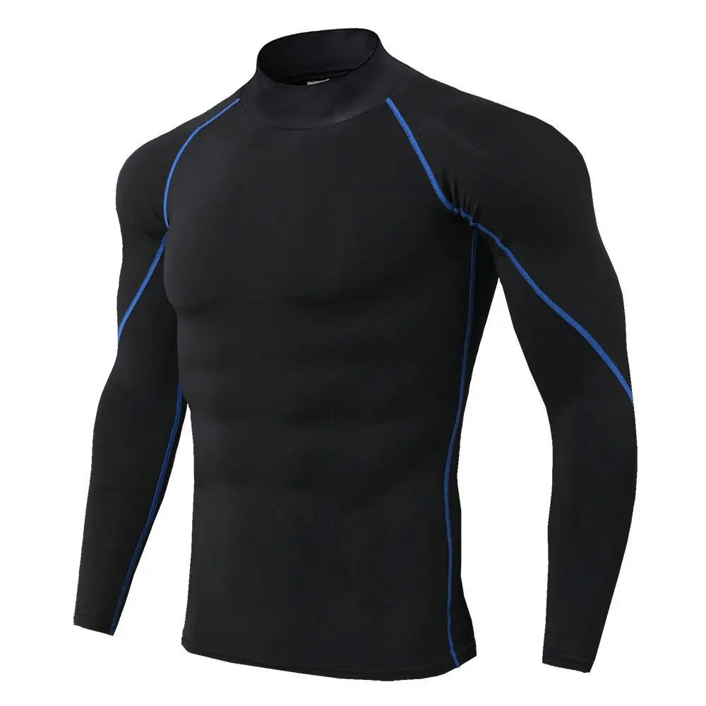 Men Compression Long Sleeve Quick Dry Gym Running Fitness Rash Guard Shirt