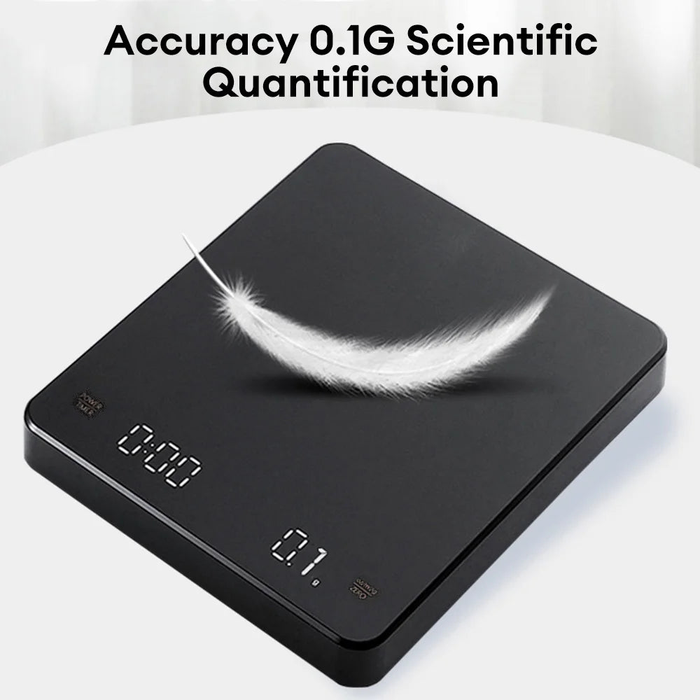 Digital Coffee Scale with Timer LED USB 3kg 0.1g High Precision Multi Unit