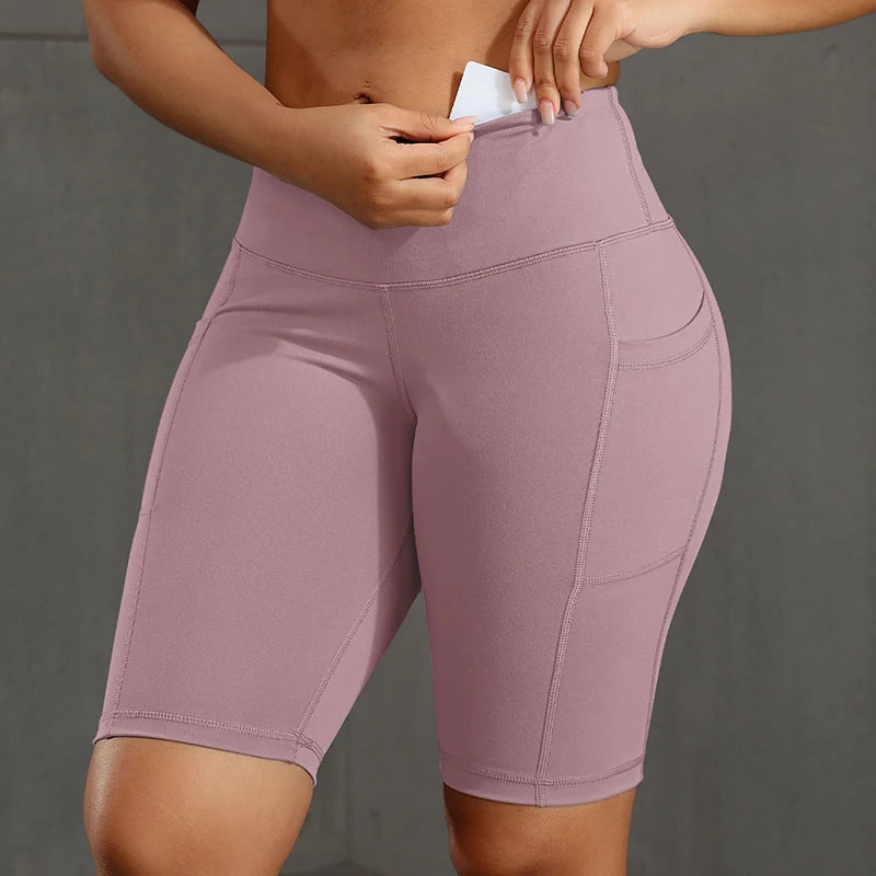 Women’s Butt Lift Workout Shorts with 3 Pockets Stretch Athletic Gym Shorts