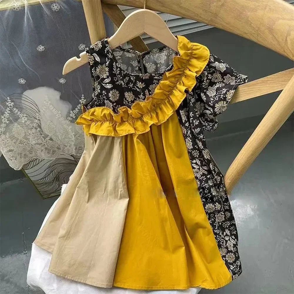 Girls Rose Pink Plaid Bow Midi Dress Princess Party Sundress