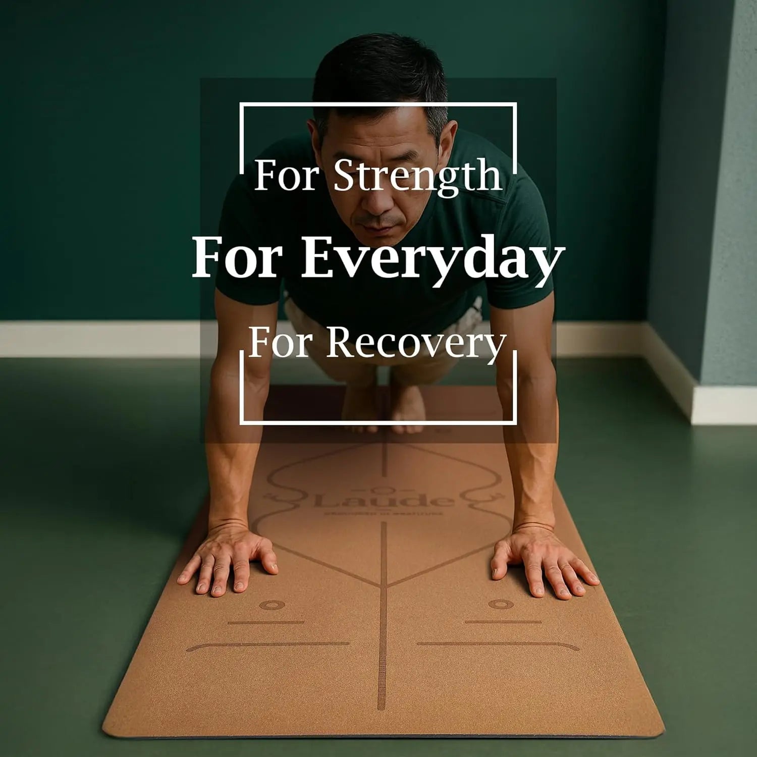 Cork Yoga Mat Non Slip Thick Cushion Alignment Lines Eco Friendly Fitness Mat