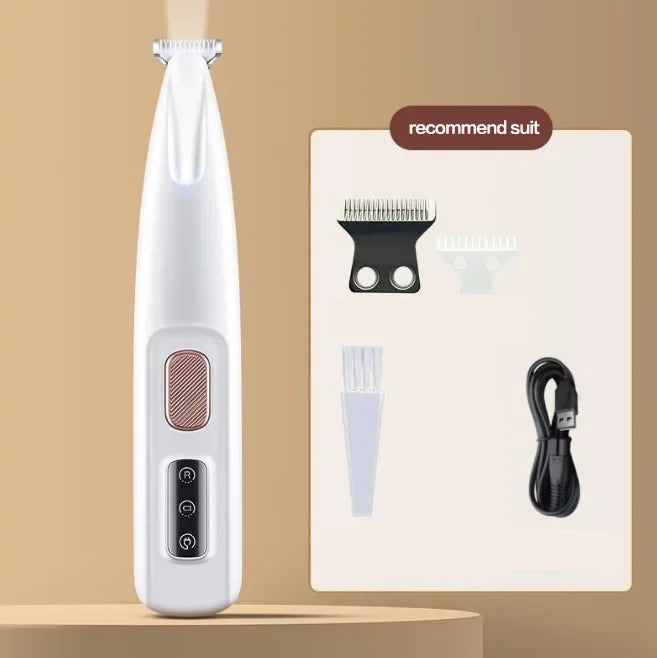 Waterproof Dog Paw Trimmer with LED Light Pet Grooming Clippers
