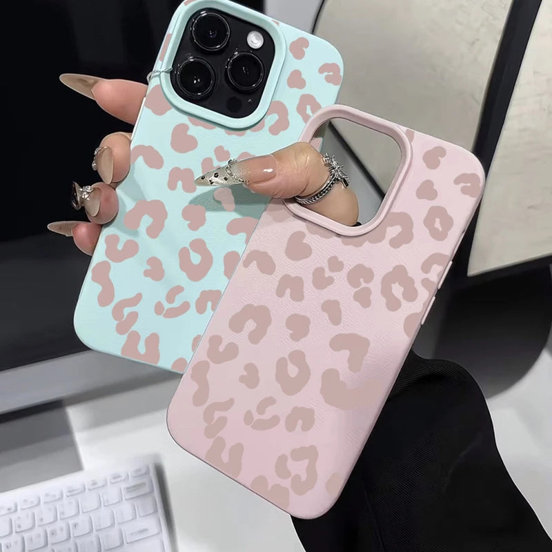 Pink Leopard Lichee Pattern Silicone iPhone Case