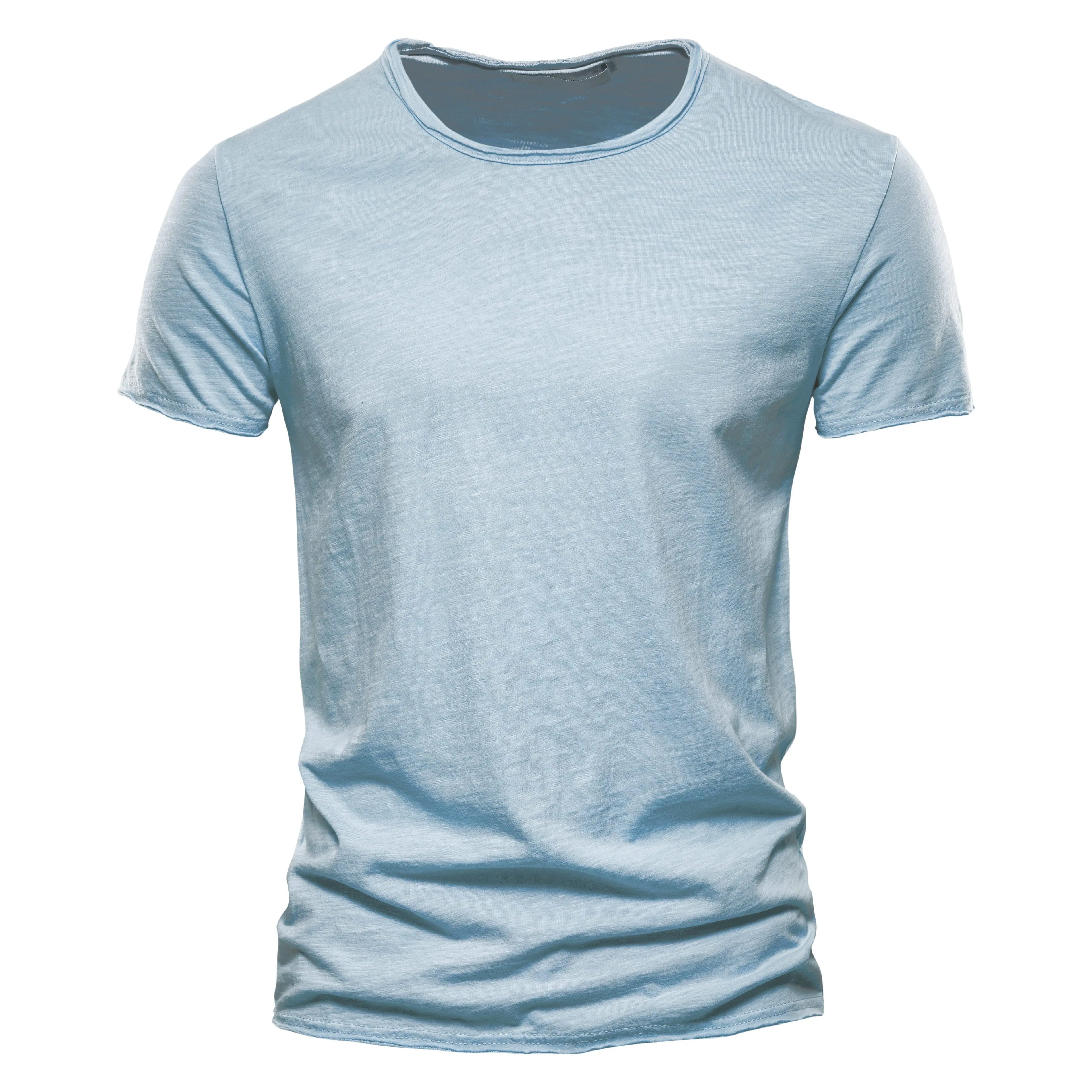 Men Cotton V-Neck Slim Fit T Shirt Short Sleeve Fashion Basic Tee