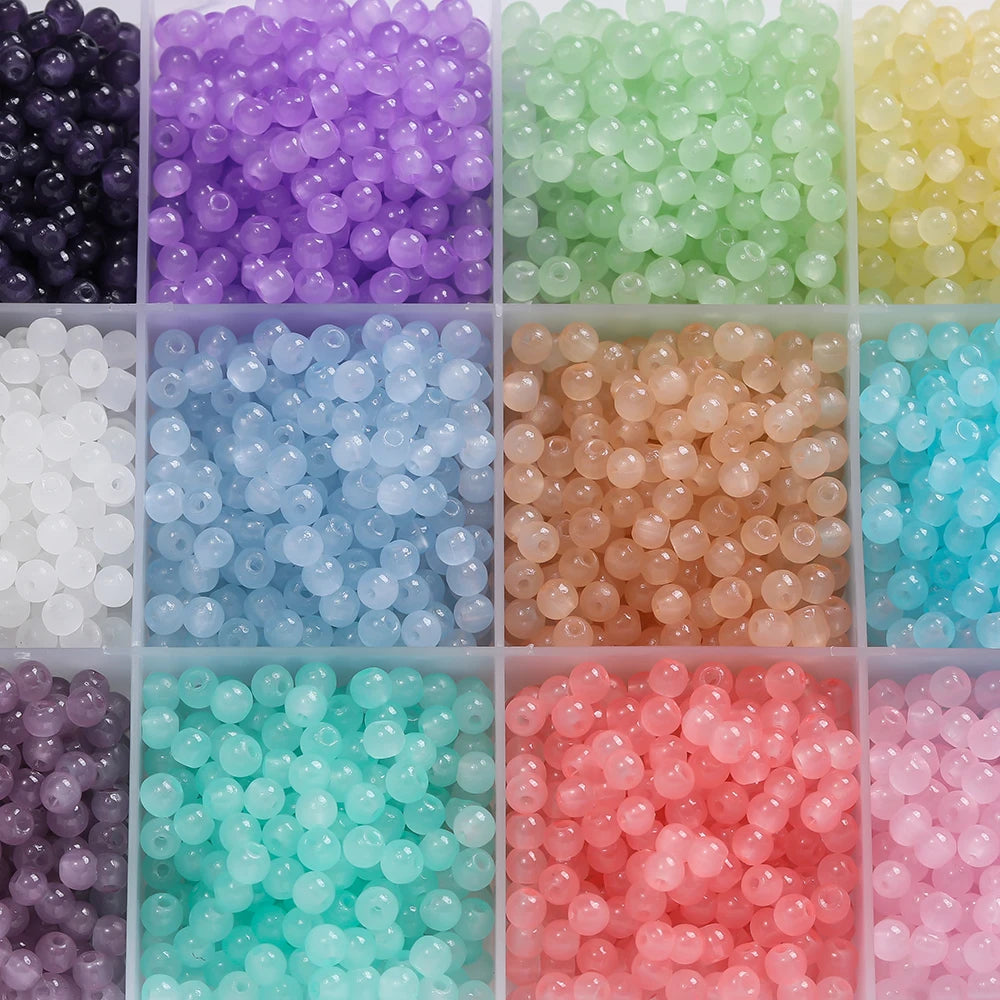 DIY Jewelry Beads Kit – Colorful Glass Round Beads for Bracelet & Necklace Making