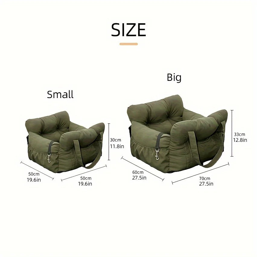 Dog Car Seat Bed with Safety Belt Non Slip Washable Travel Carrier for Small Dogs
