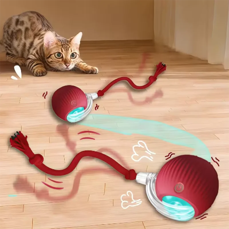 Cat Toy Ball Interactive Teasing Stick Wear Resistant Bite Pet Toy