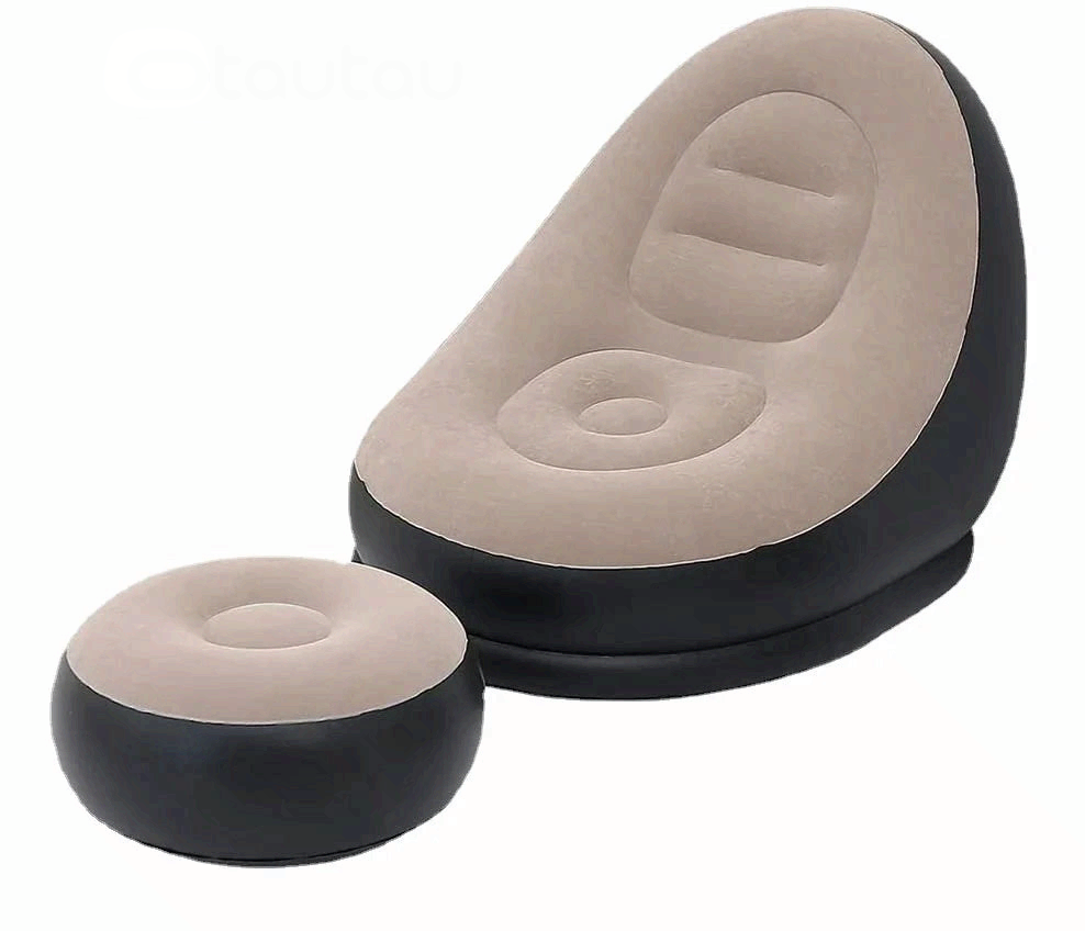 Inflatable Lounger with Ottoman Outdoor Portable Camping Couch Recliner Chair