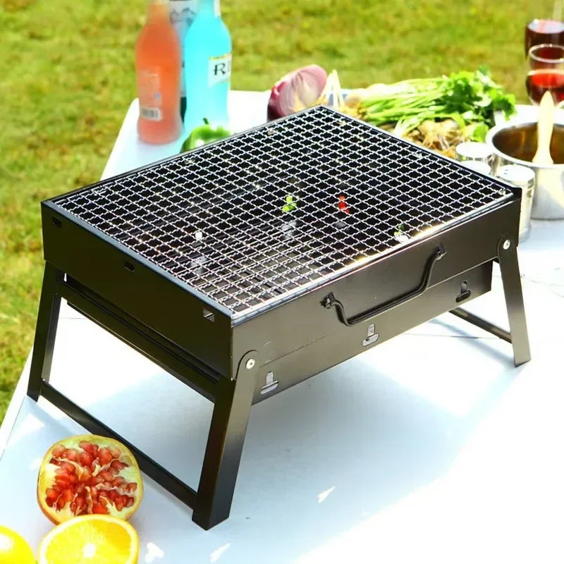 Portable Mini Charcoal BBQ Grill Stainless Steel Outdoor Camping Picnic Barbecue Stove