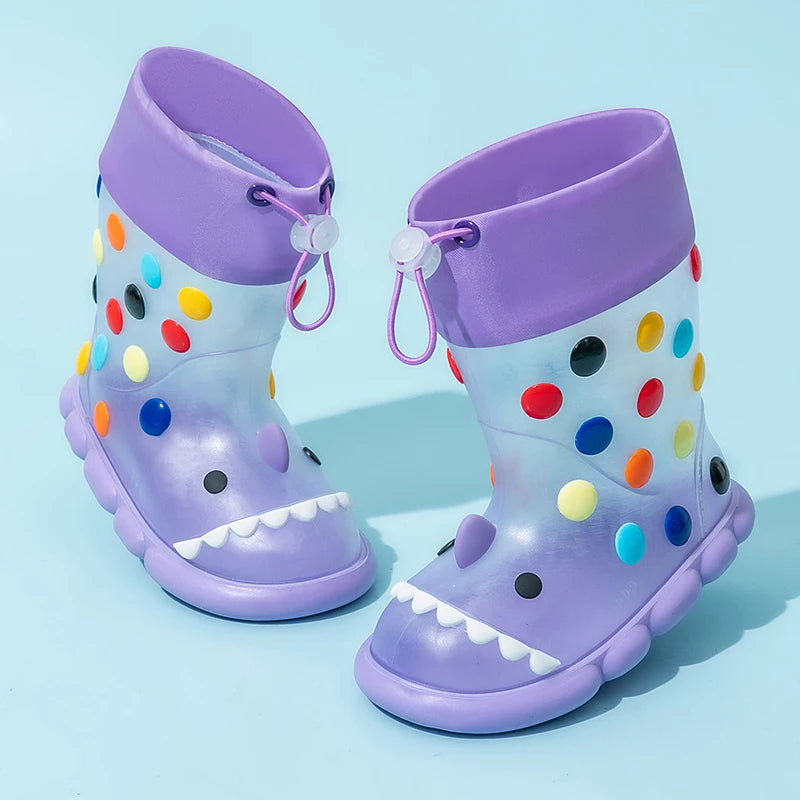 Kids Cartoon Rain Boots Waterproof Non Slip PVC Shoes for Boys Girls