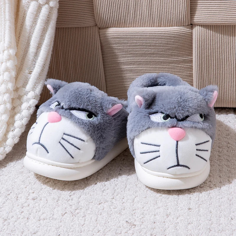 Women’s Fluffy Cartoon Plush Slippers Cute Winter House Shoes Large Size
