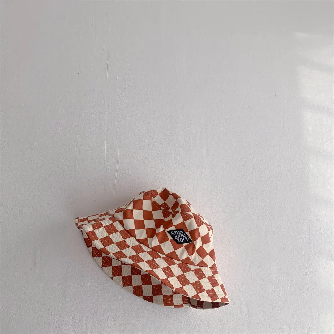 Kids Checkerboard Bucket Hat Cute Plaid Sun Hat for Boys & Girls