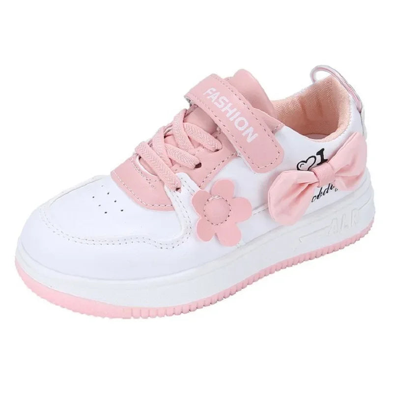 Girls Bow Sneakers Soft Sole Casual Running Shoes for Teens