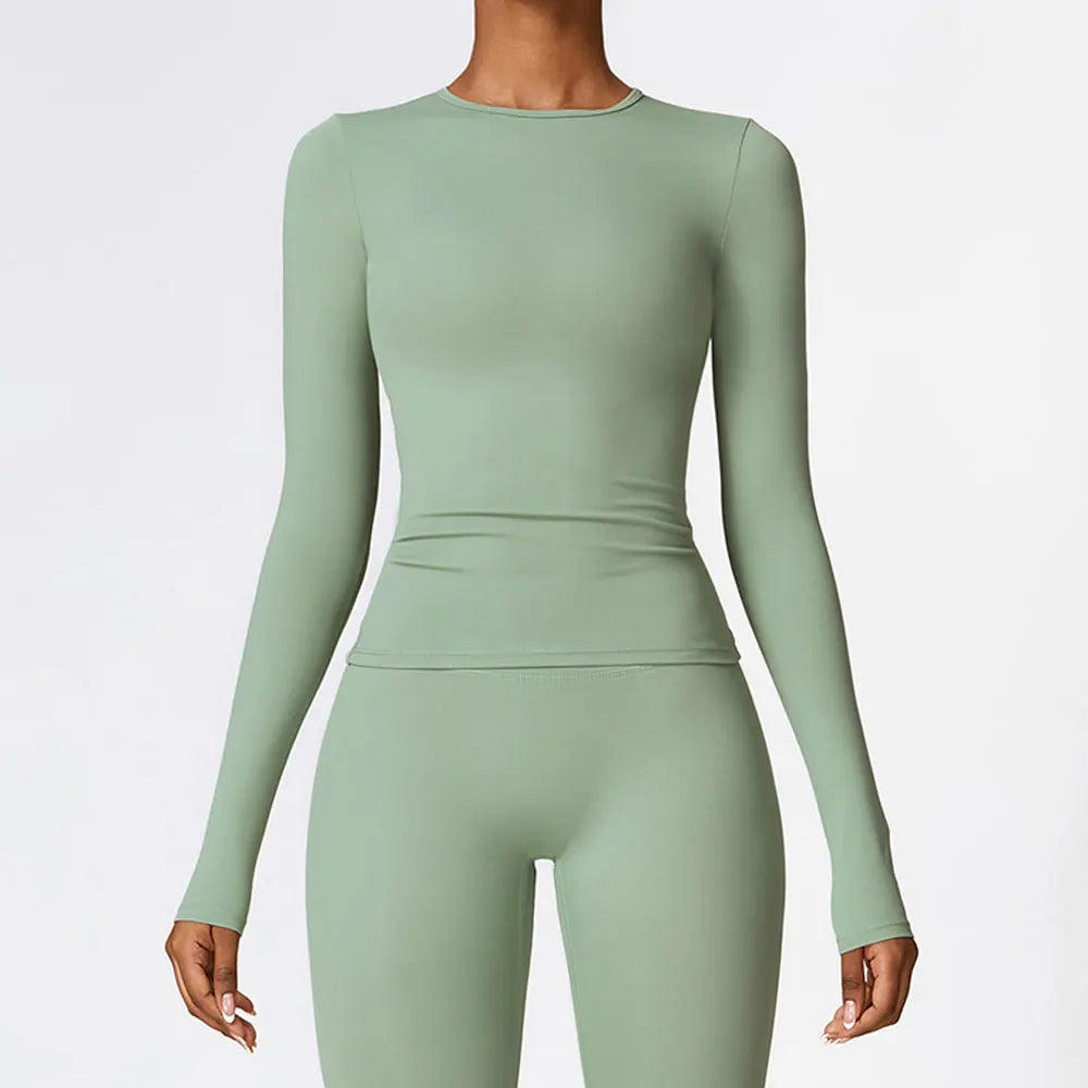 Women Long Sleeve Yoga Top Dry Fit Breathable Stretch Gym Workout Shirt