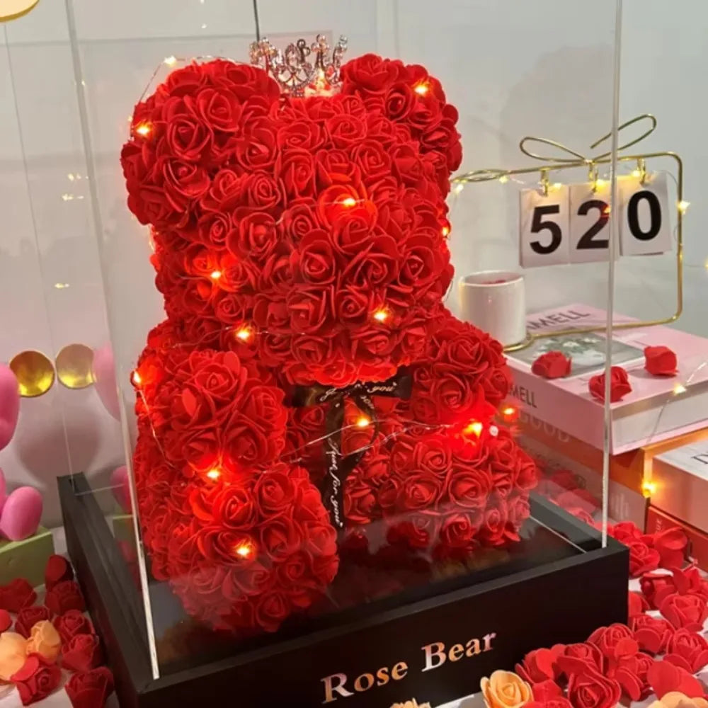 Eternal Rose Teddy Bear Gift for Mom