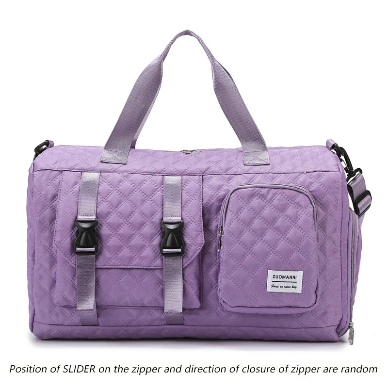 Quilted Travel Duffel Bag Women Large Capacity Gym Bag Waterproof Weekend Overnight Tote