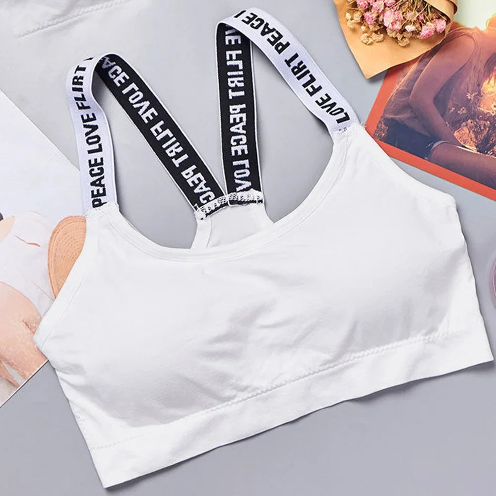 Women Seamless Sports Bra Wide Strap Yoga Fitness Crop Top