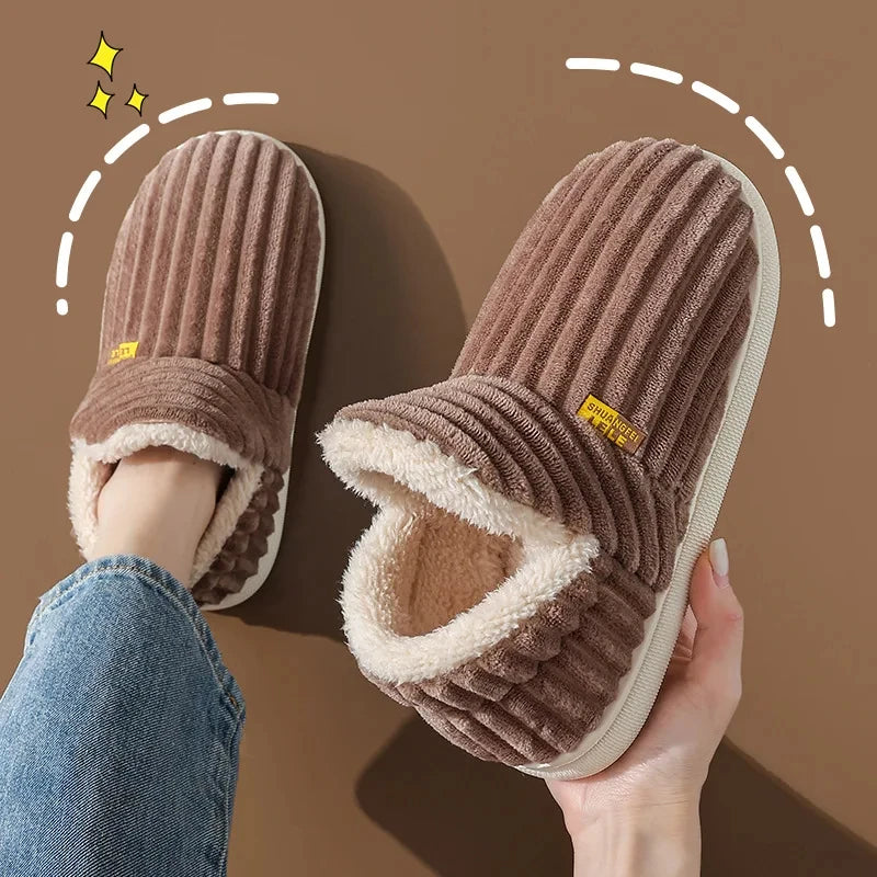 Cozy Plush Slippers Warm Fleece Lined Indoor House Shoes Soft Comfortable Winter Slippers for Men Women