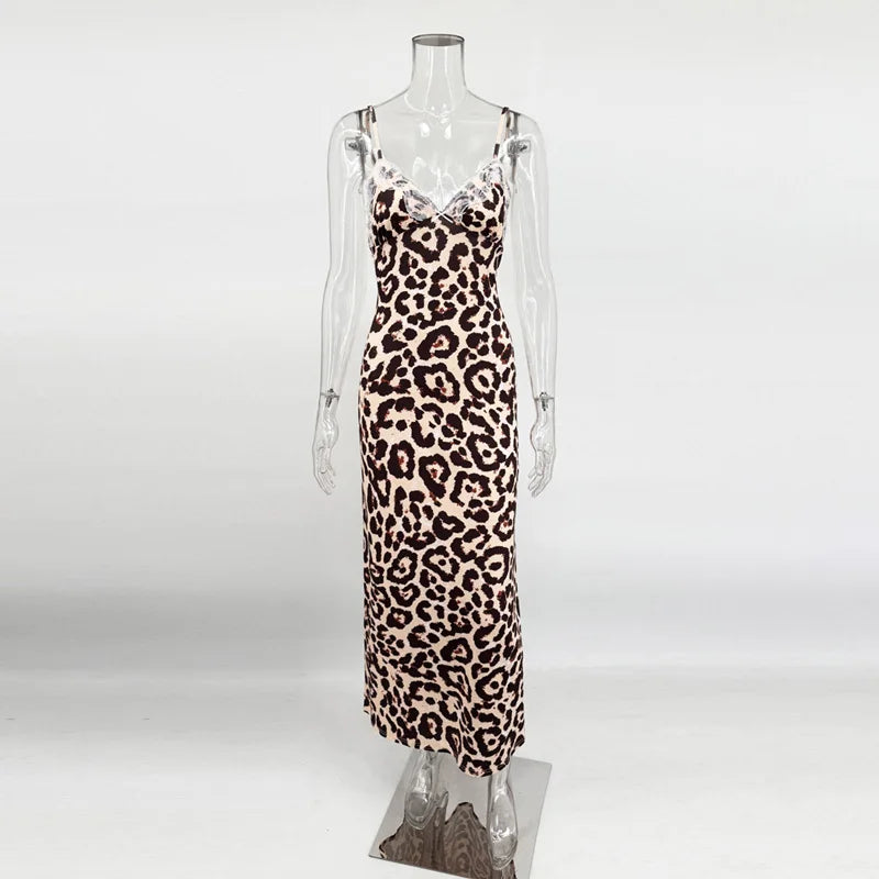 Women Lace V Neck Maxi Dress Backless High Waist Party Dress