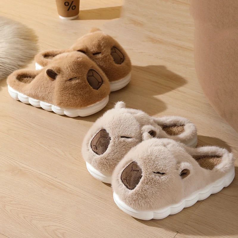 Women Capybara Cotton Slippers Warm Soft Sole Non Slip Home Slides