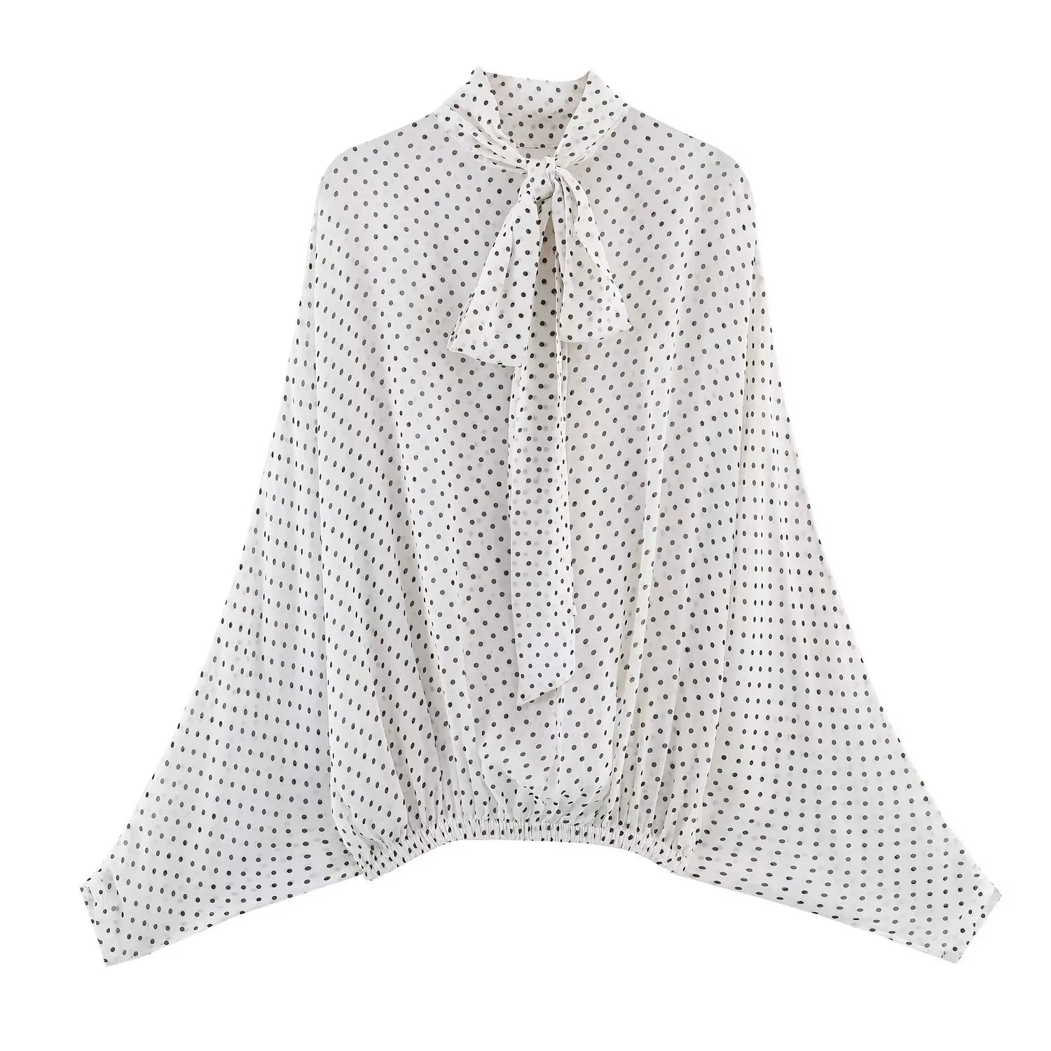 Polka Dot Midi Skirt Set for Women Bow Tie 2 Piece Outfit