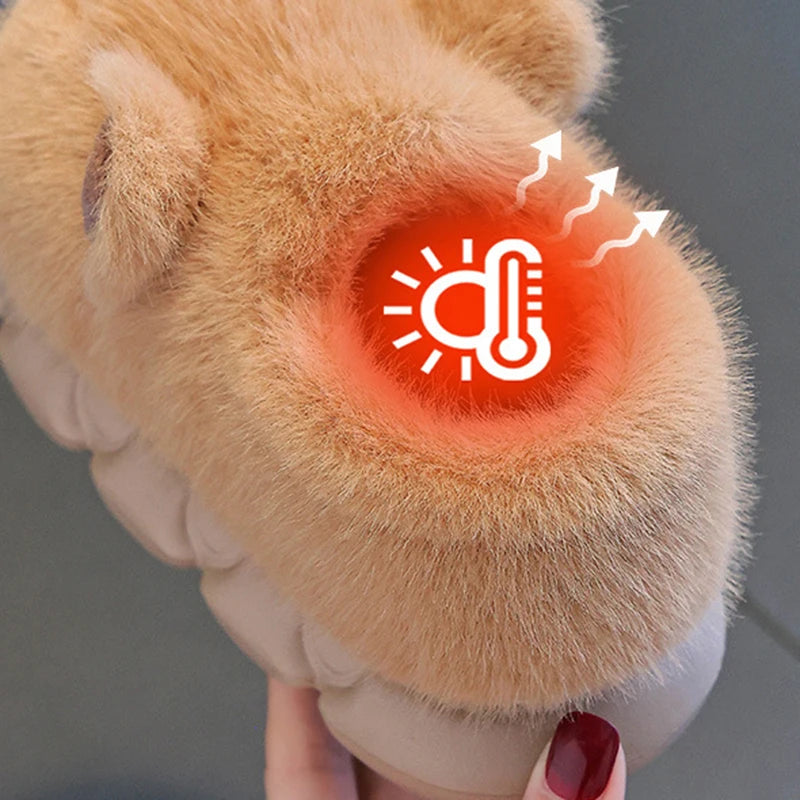 Kids Capybara Plush Slippers Warm Non Slip House Shoes for Boys & Girls