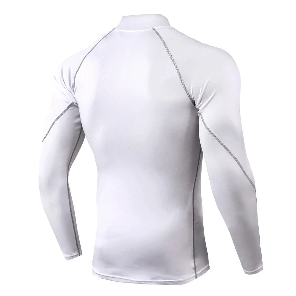 Men Compression Long Sleeve Quick Dry Gym Running Fitness Rash Guard Shirt