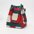 Multicolor Knit Bucket Bag Retro Color Block Handbag