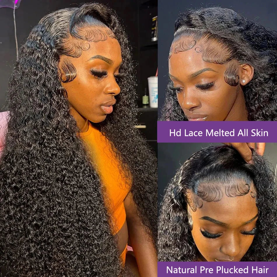 Deep Wave Wig Human Hair – 250 Density HD Lace Front Curly Wig