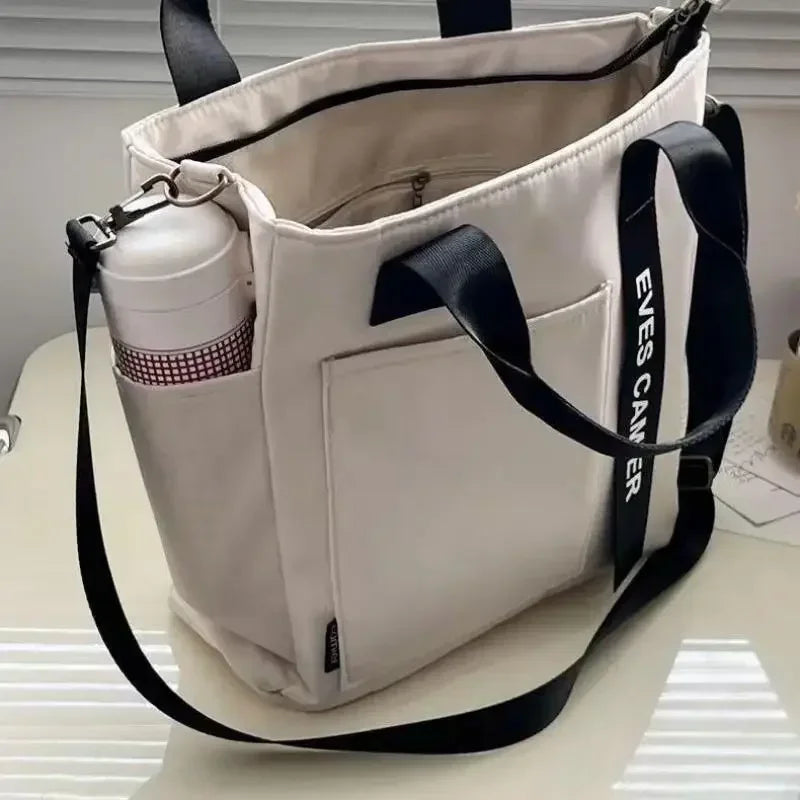 Large Capacity Nylon Canvas Tote Shoulder Bag Waterproof Casual Messenger Bag