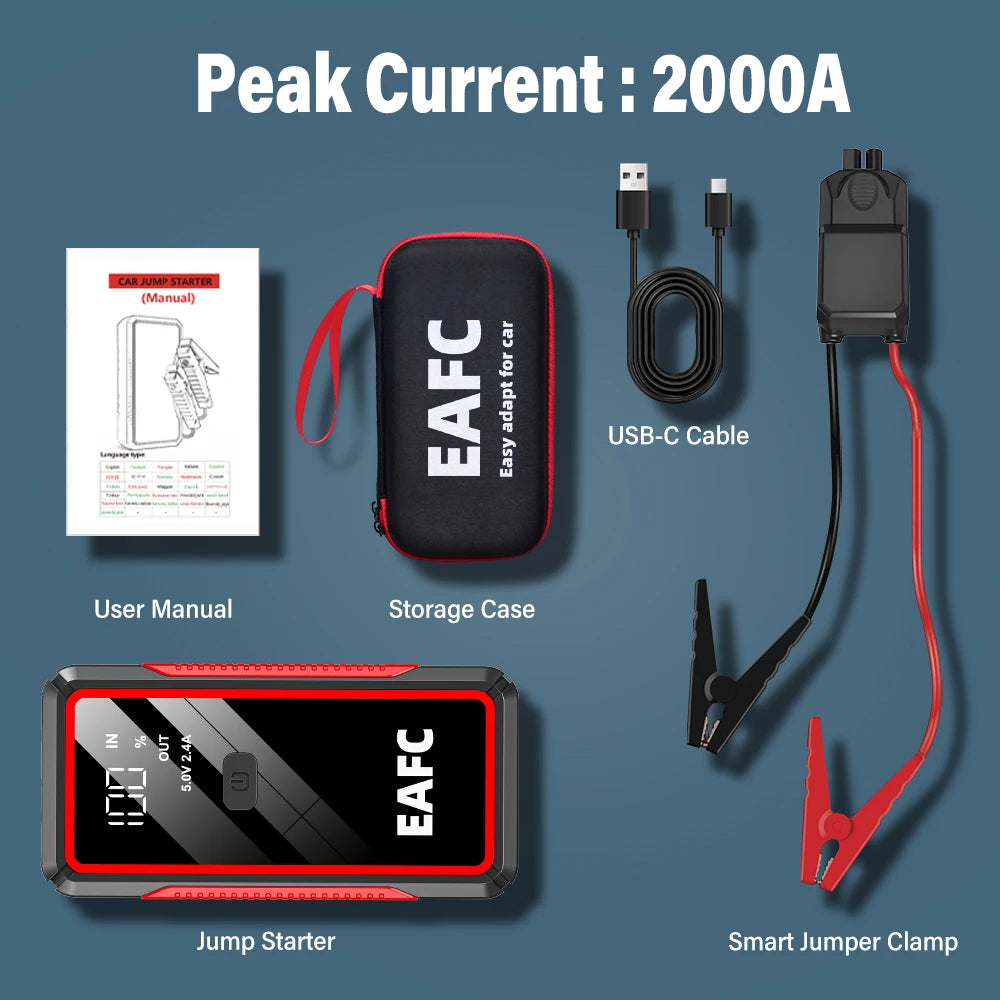 Portable Car Jump Starter 600A 12V – Emergency Battery Booster Power Bank for Petrol & Diesel Cars