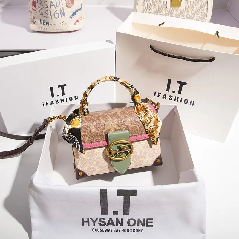 Women Minimalist Contrast Crossbody Box Bag