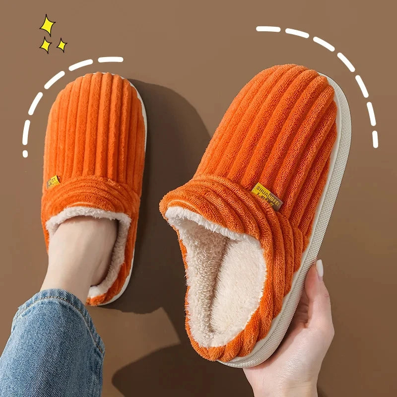 Cozy Plush Slippers Warm Fleece Lined Indoor House Shoes Soft Comfortable Winter Slippers for Men Women