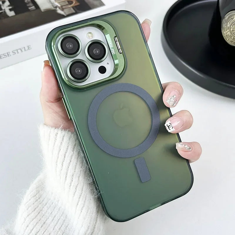 Color Change MagSafe Magnetic Metal Stand Lens Protection iPhone Case