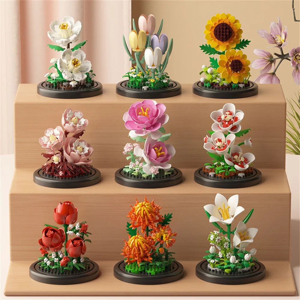 Eternal Flower Bouquet Building Blocks Bonsai Potted Plant DIY Model Toy Gift