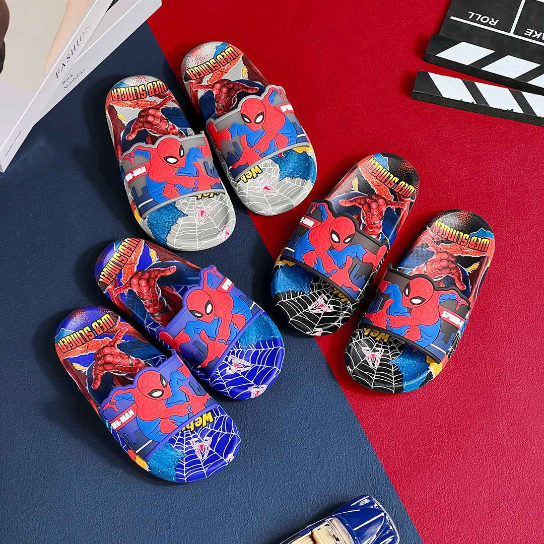 Kids Superhero Slide Sandals Cartoon Anti-Slip Summer Beach Slippers Open Toe Indoor Outdoor Shoes for Boys and Girls