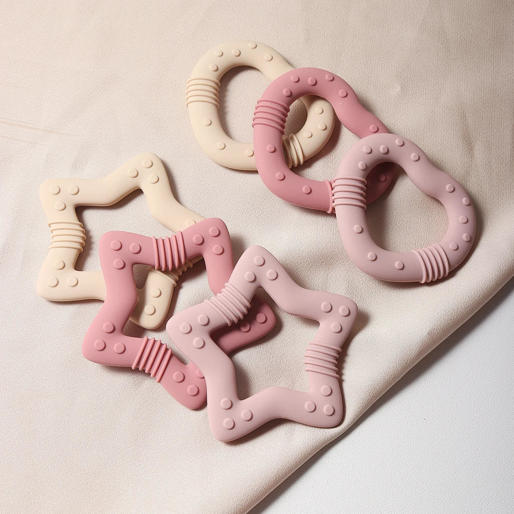 Food Grade Silicone Baby Teether Star Heart Teething Toy