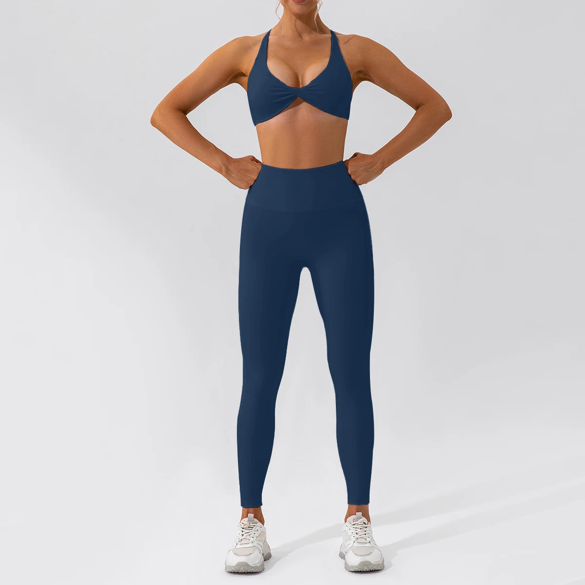 2PCS Seamless Yoga Set Women Long Sleeve Crop Top High Waist Leggings Workout Outfit