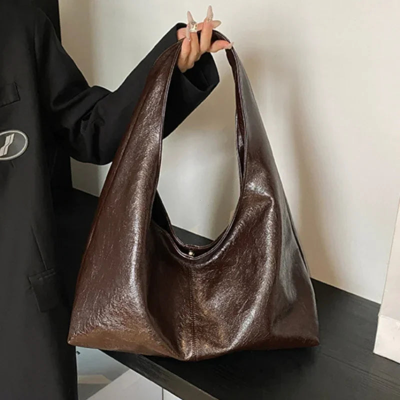 Women PU Leather Hobo Underarm Bag Large Capacity Shoulder Tote Y2K Handbag