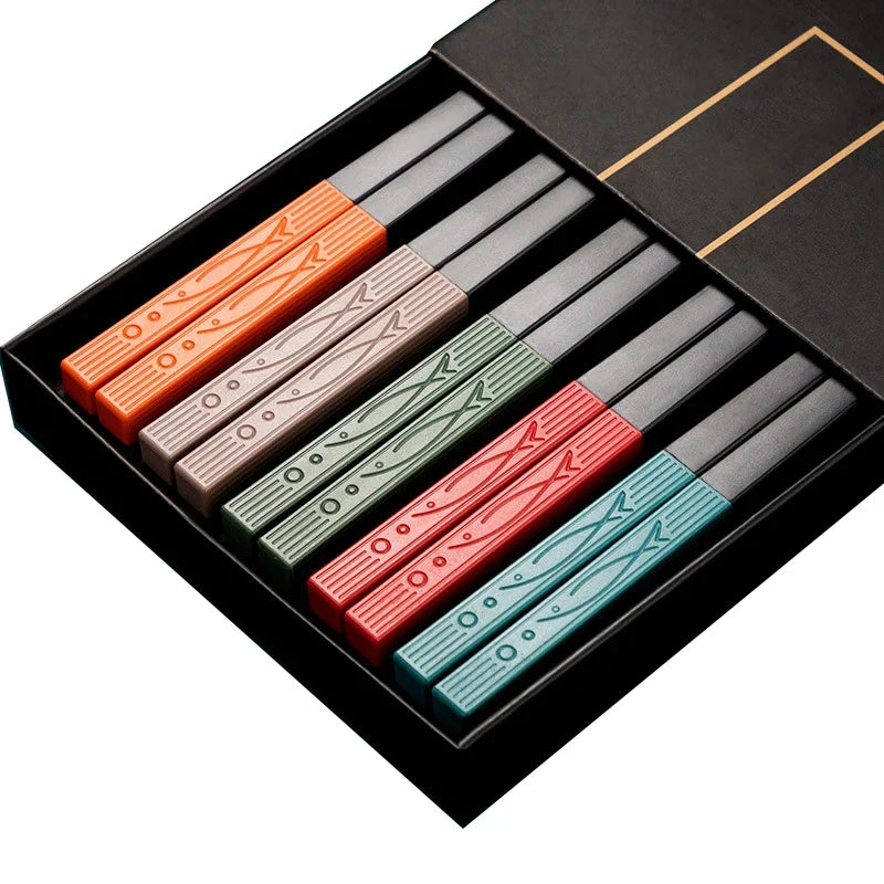 5 Pairs Japanese Non Slip Chopsticks Reusable Sushi Chopsticks Set for Home Restaurant and Hotel