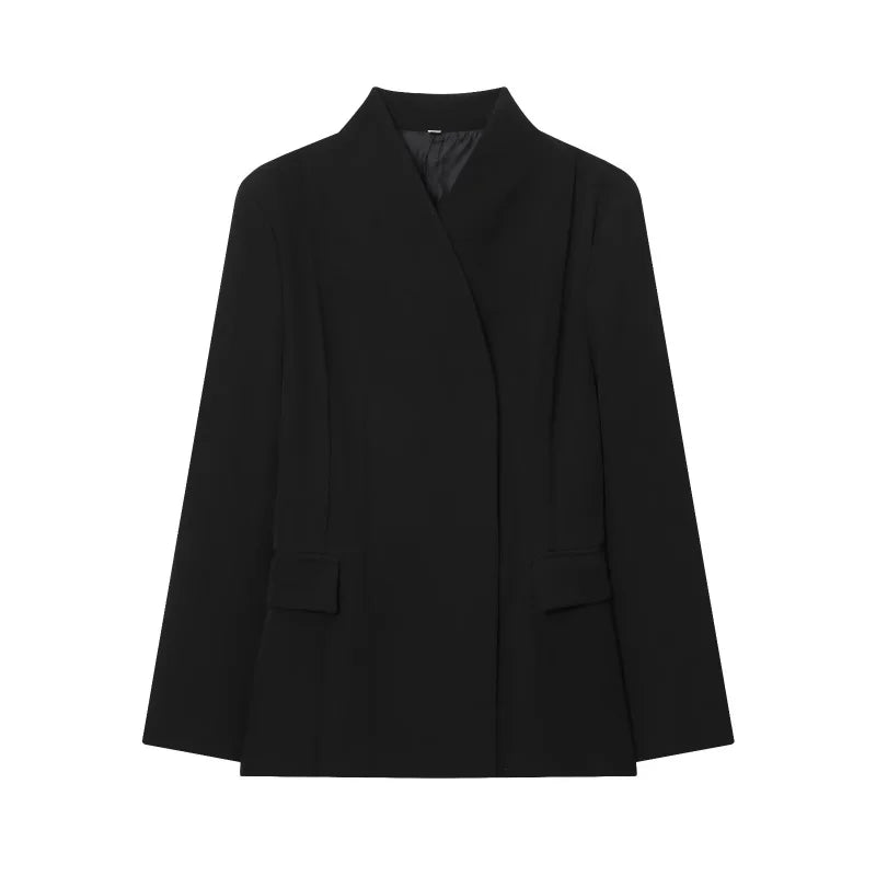 Women Slim Fit Suit Set High Collar Blazer and Casual Trousers Two Piece Outfit
